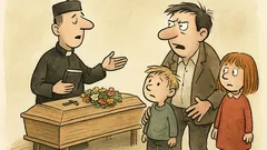 Vtip: Otec s dětmi na pohřbu…