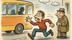 Vtip: Mladík dobíhá autobus, děda ho zastaví