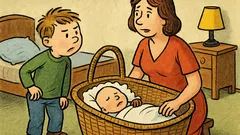 Vtip: Pepíček kouká na nového bráchu