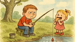 Vtip: Pepíček jde s malou ségrou na ryby