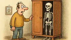 Vtip: Lidská kostra za skříní…
