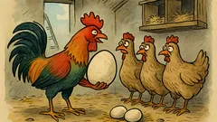 Vtip: Kohout přinese slepicím pštrosí vejce…