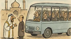 Vtip: Před šejkovým palácem zastaví autobus žen…