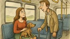 Vtip: Kráska v autobuse hladí psa