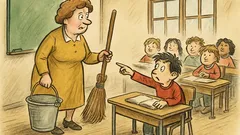 Vtip: Učitelka: Dnes jarní úklid ve třídě…