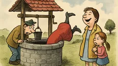 Vtip: Rodinka dorazí ke studni přání