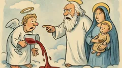 Vtip: Anděl v nebi rozlije víno