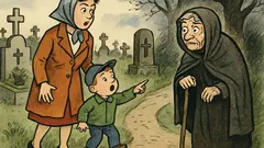 Vtip: Chlapeček jde s maminkou po hřbitově